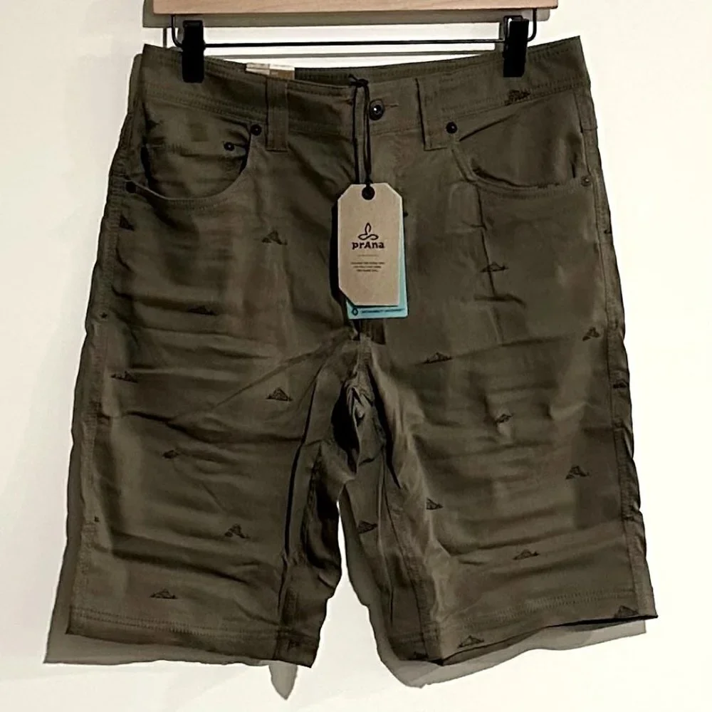 NWT Prana Men's Brion 11 inch Short in Slate Green Crux Rock - Size 30